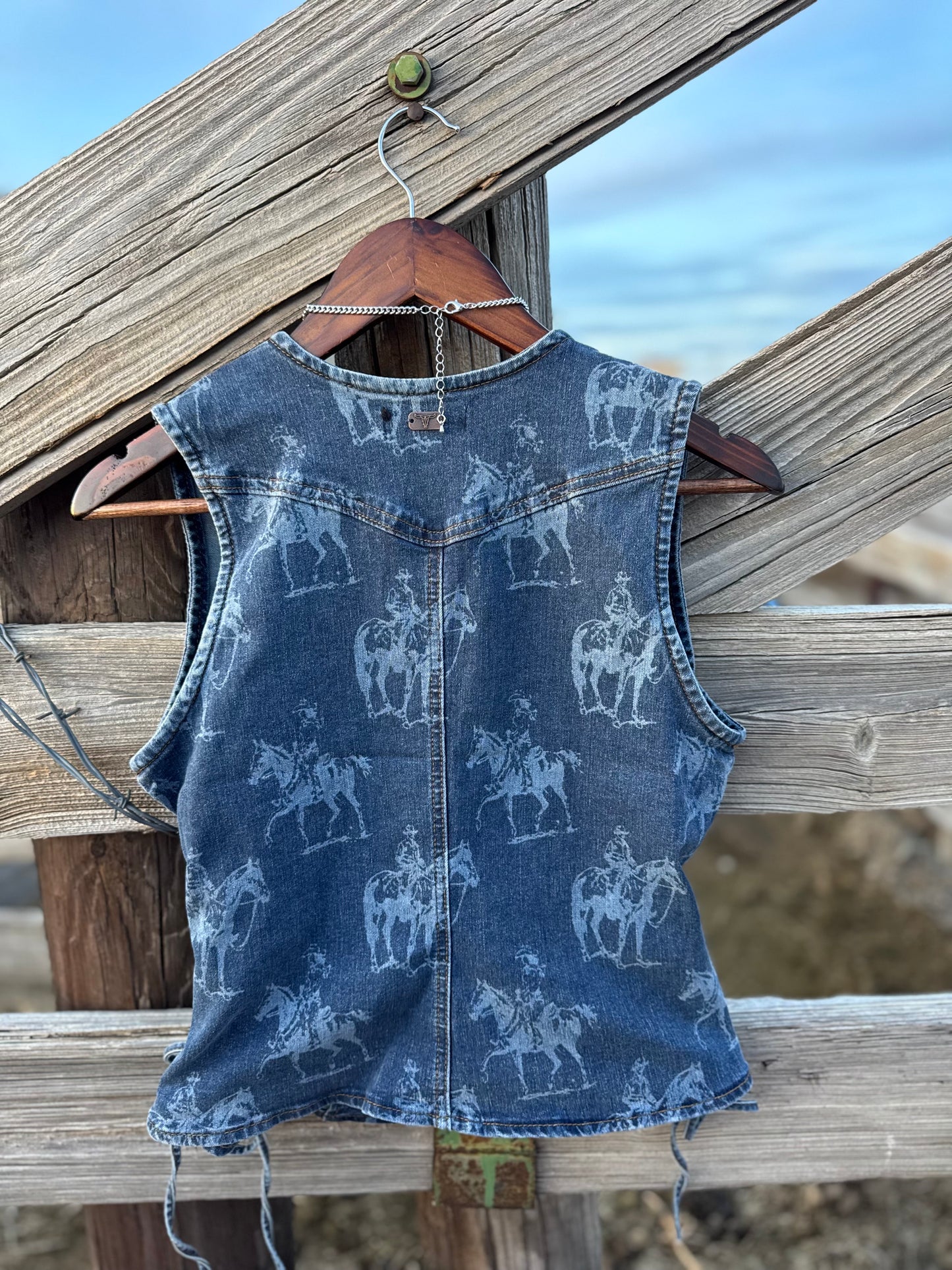 Western Denim Lace Up Vest