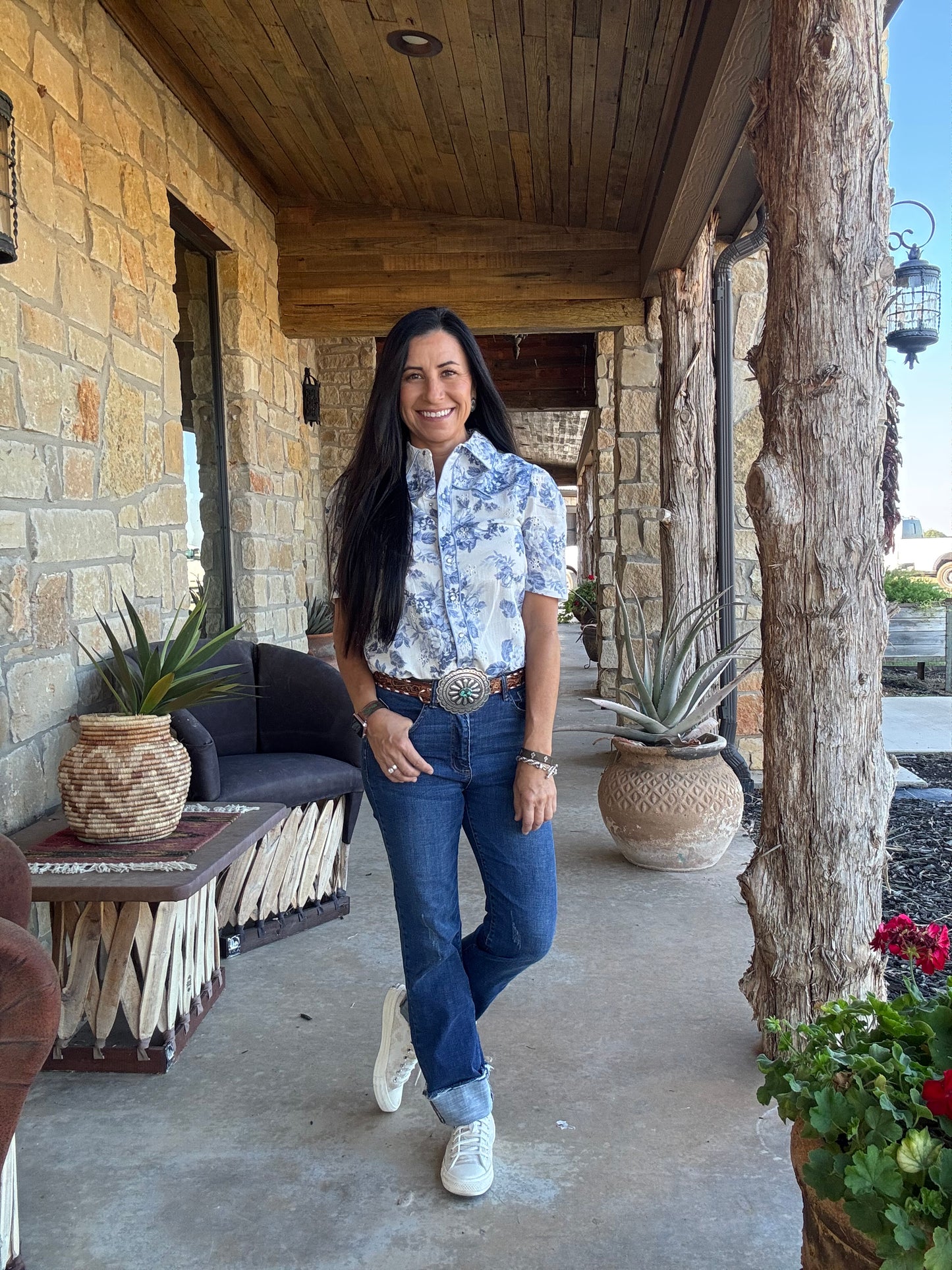 Blue Floral Blouse