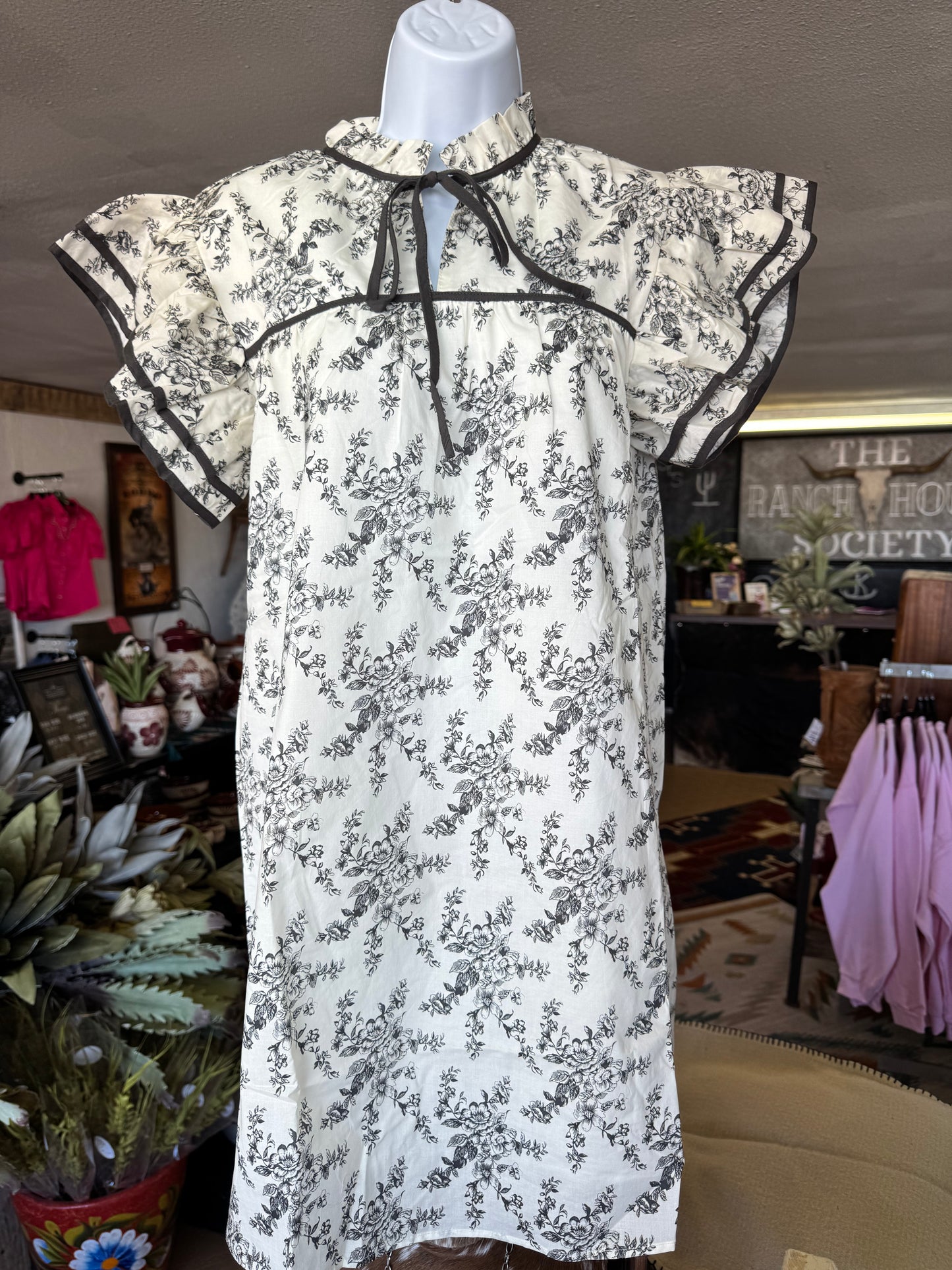 Charcoal Floral Dress