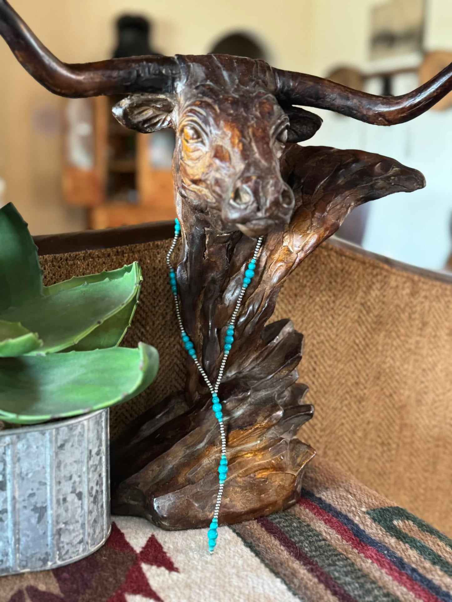 Lariat Pearls with Turquoise