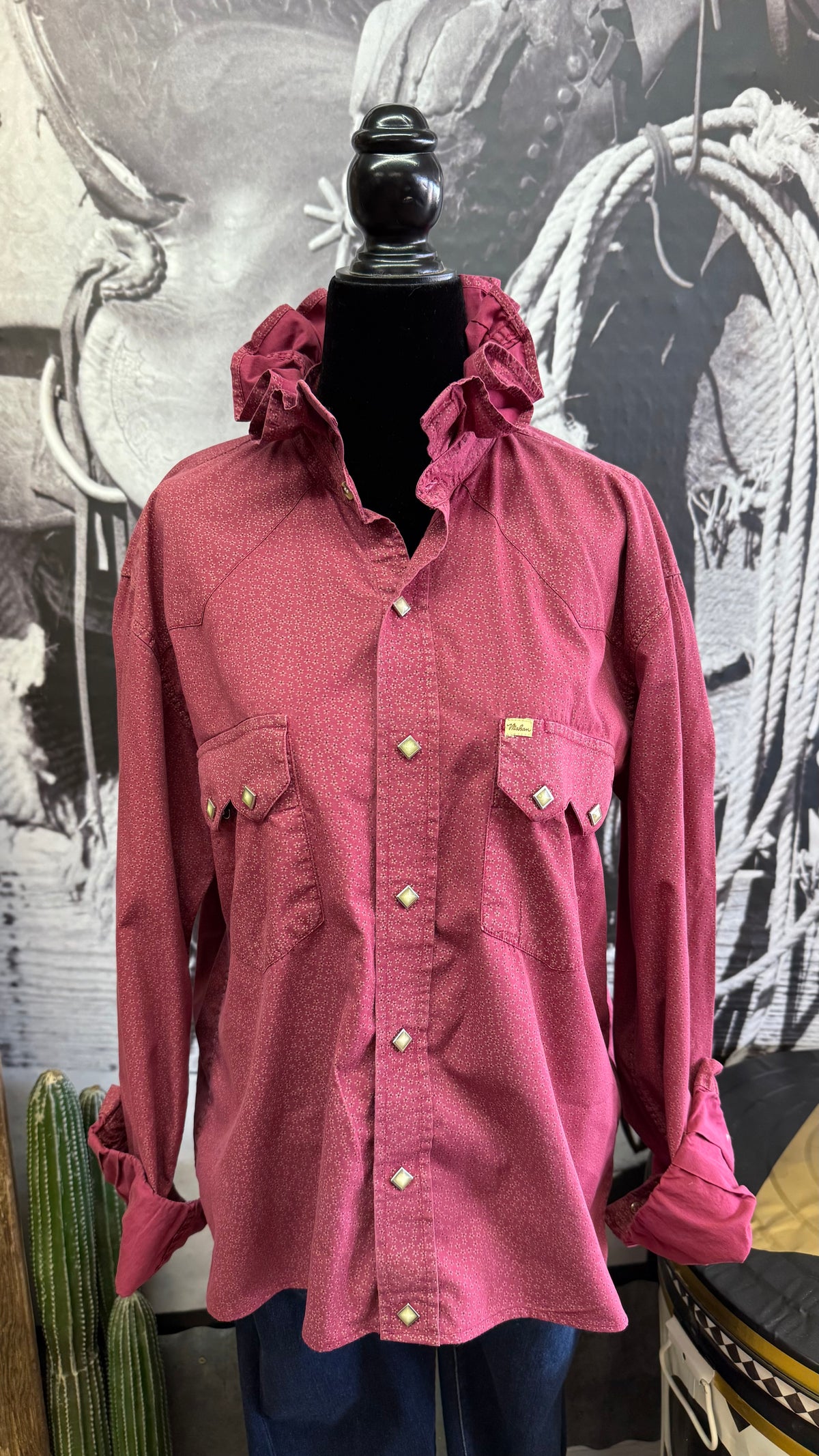 Diamond Button Ruffle Blouse