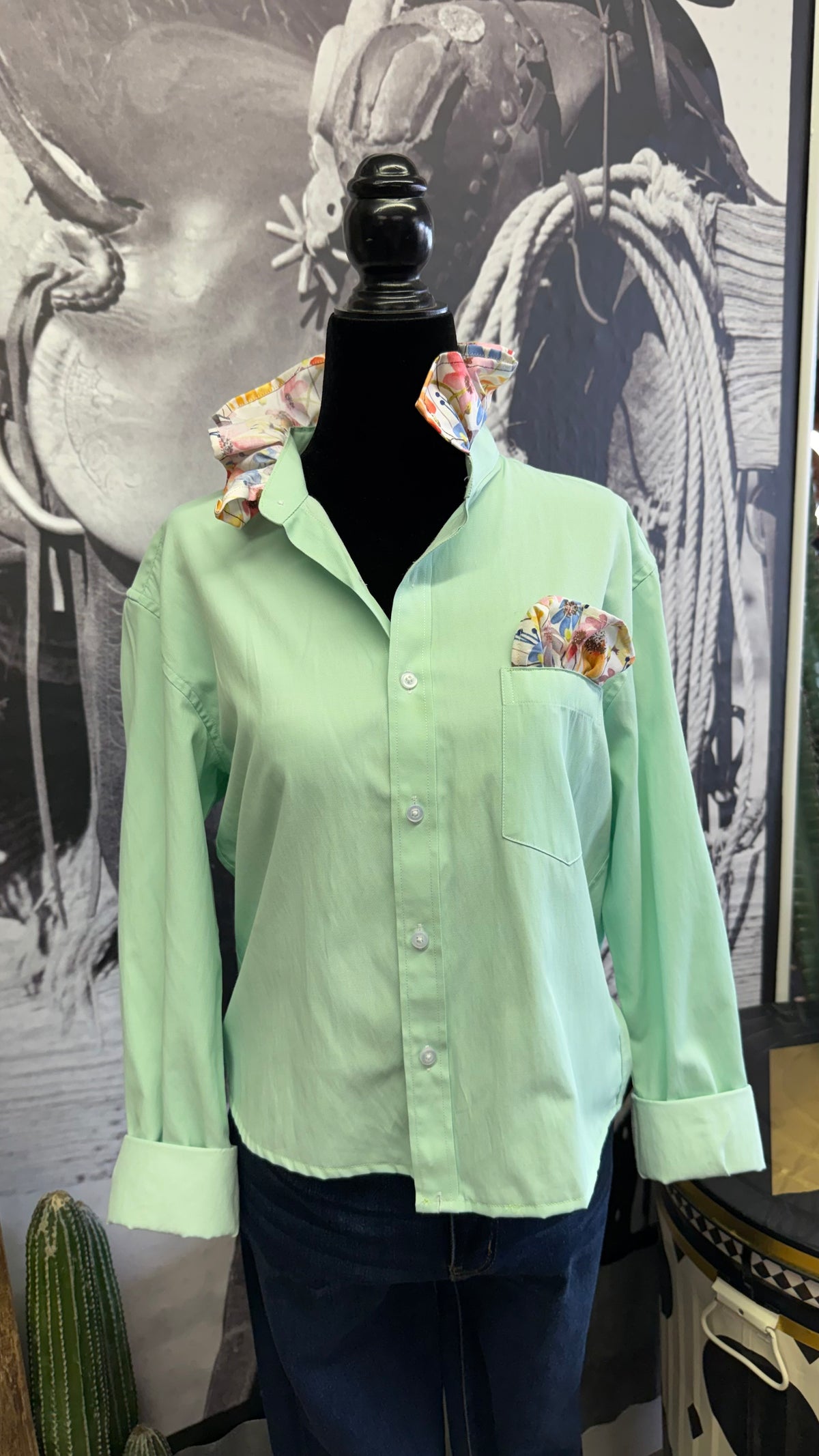 Mint Ruffle Blouse