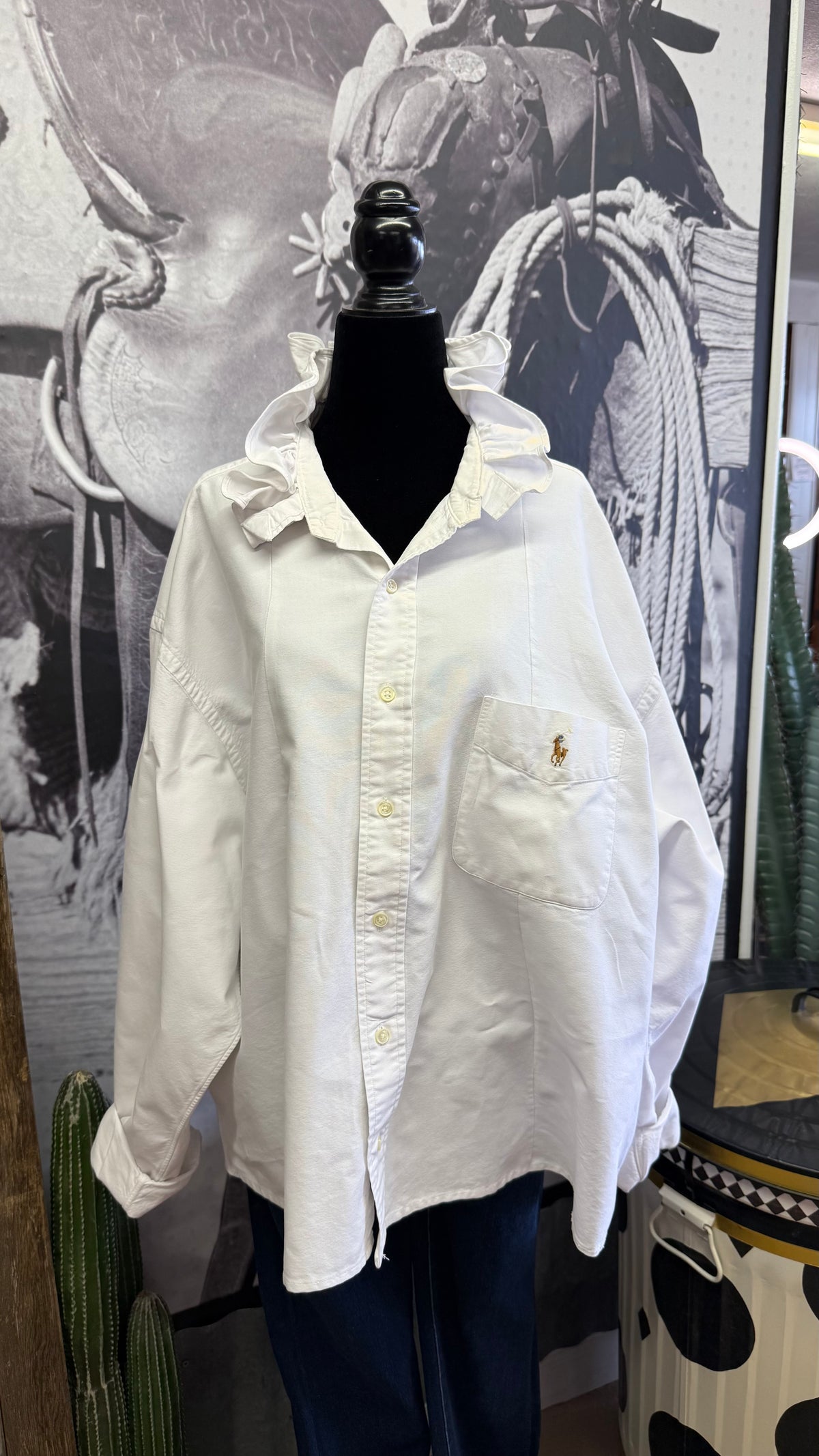 White Ralph Lauren Ruffle Blouse