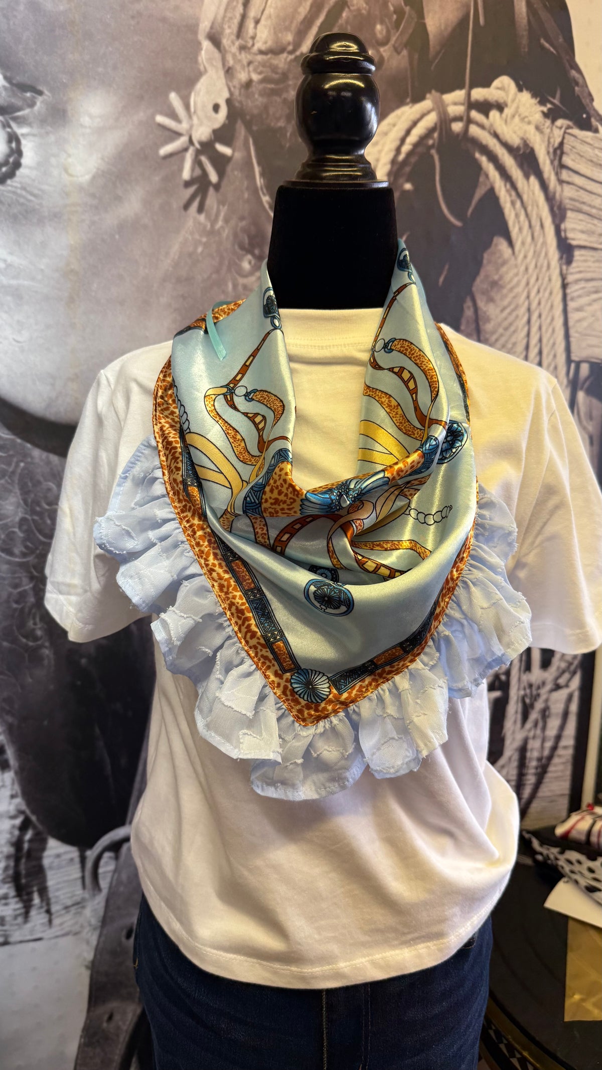 Blue & Gold Ruffle Scarf