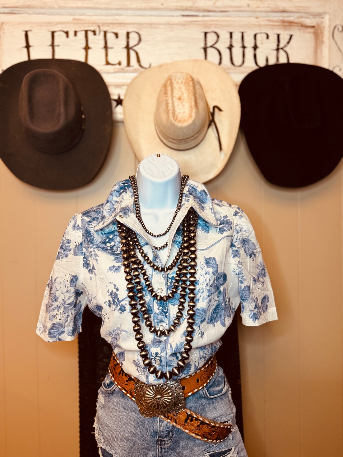 Blue Floral Blouse