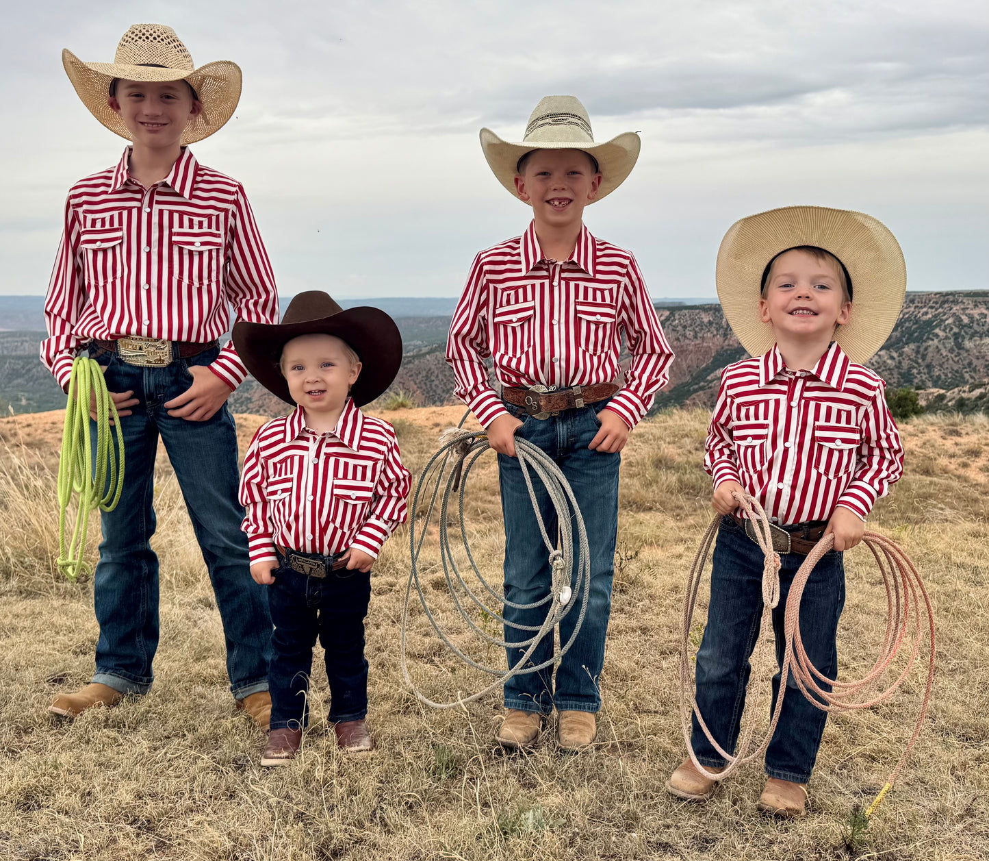 Red Striped Cowkid Pearl Snap