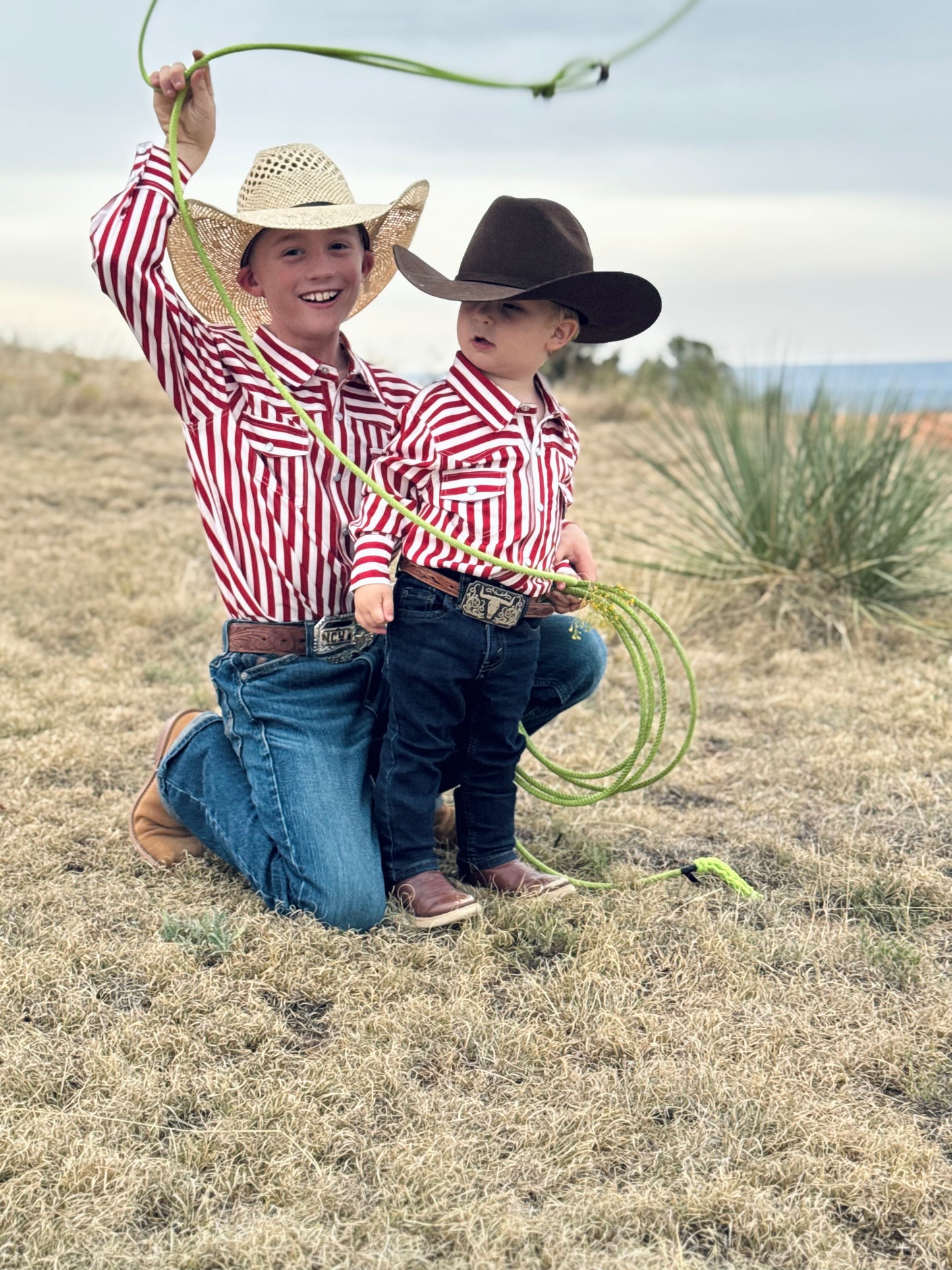 Red Striped Cowkid Pearl Snap