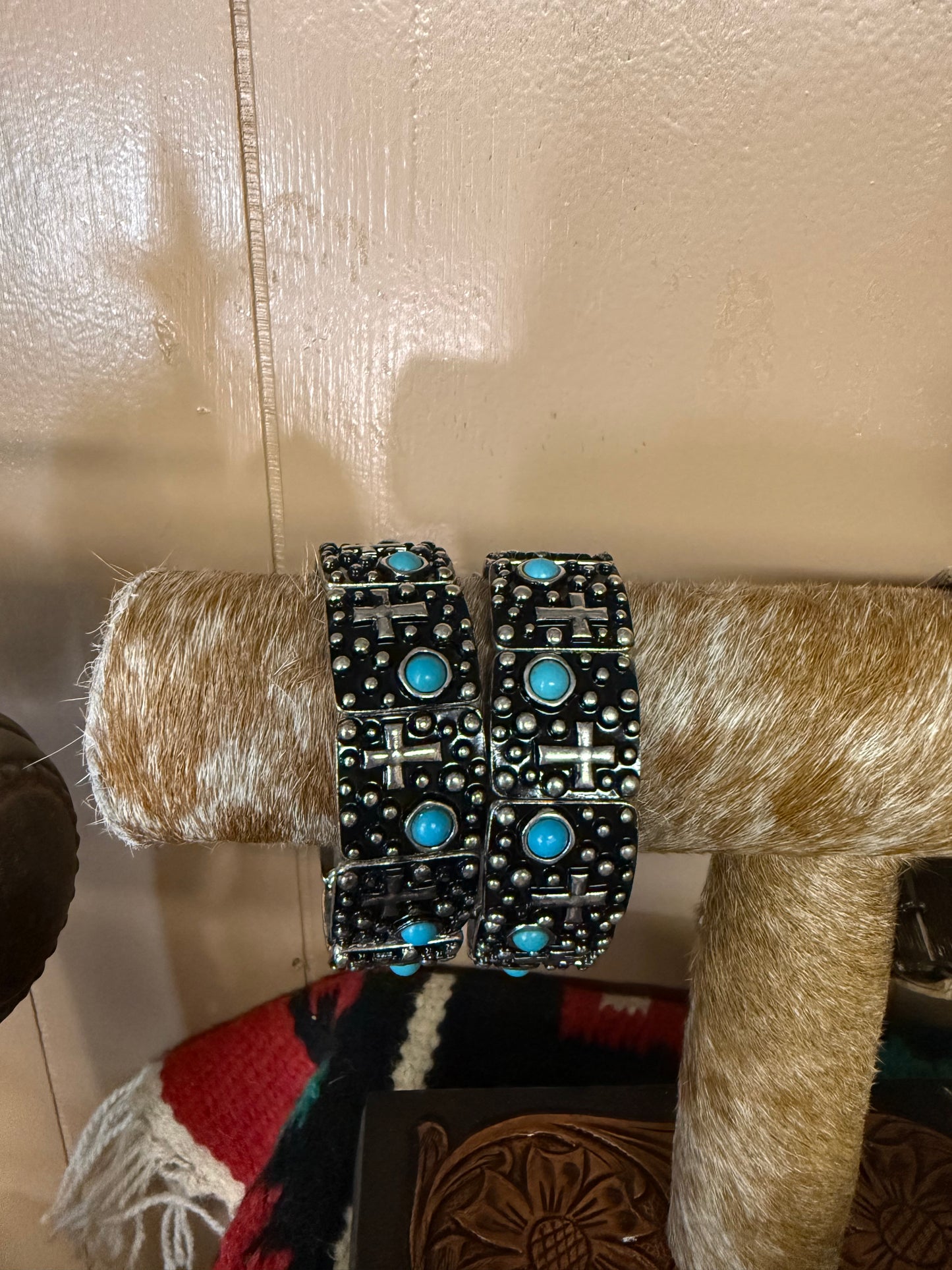 Turquoise Cross Stretch Bracelet