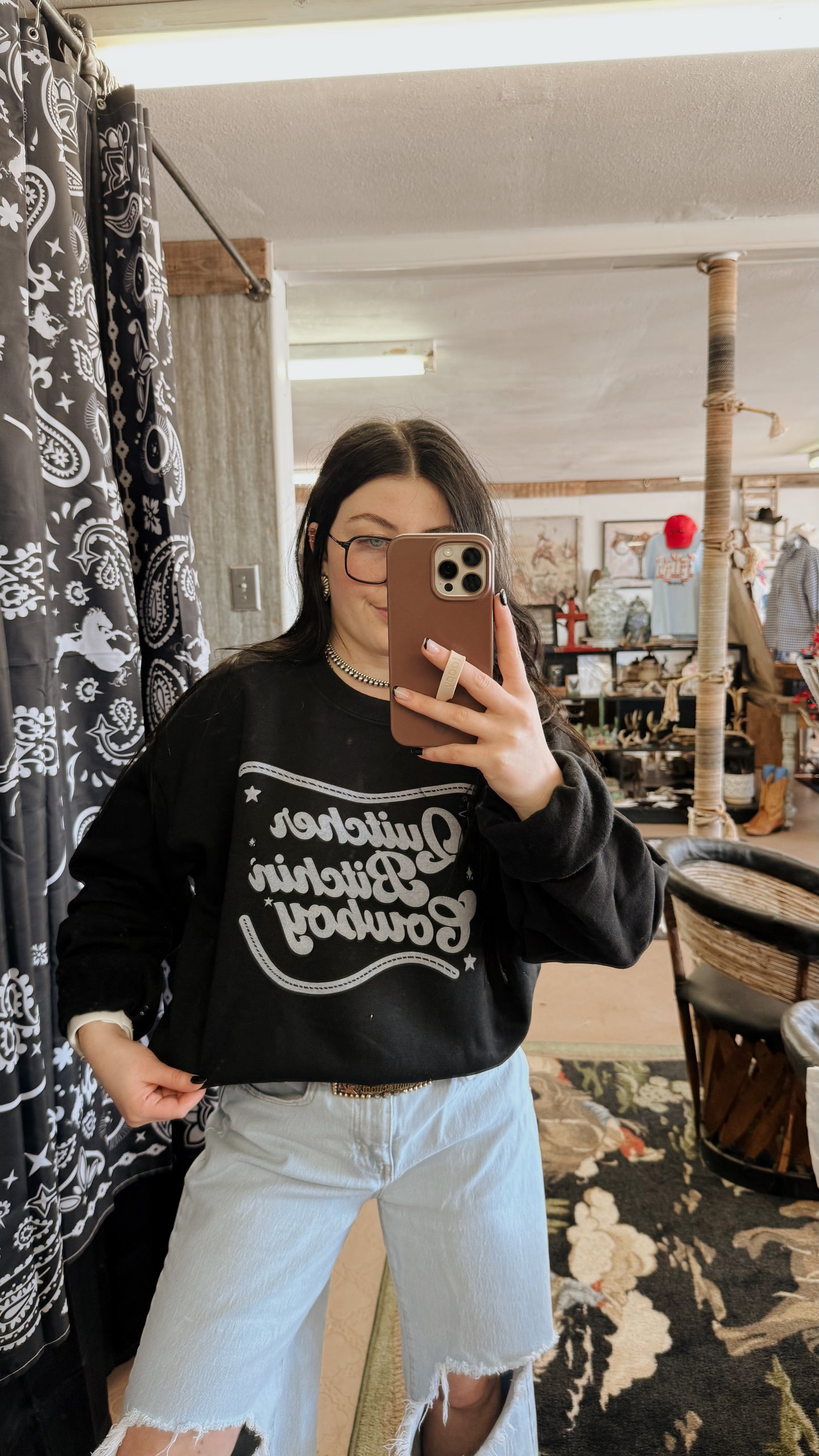 Quitcher Cowboy Crewneck