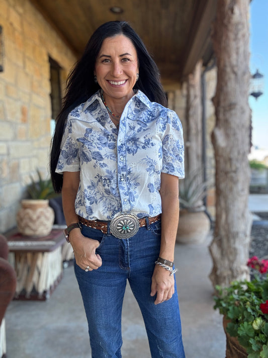 Blue Floral Blouse