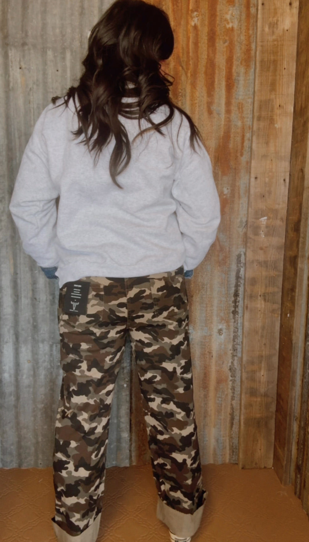 Cuffed Camo Boyfriend Jeans