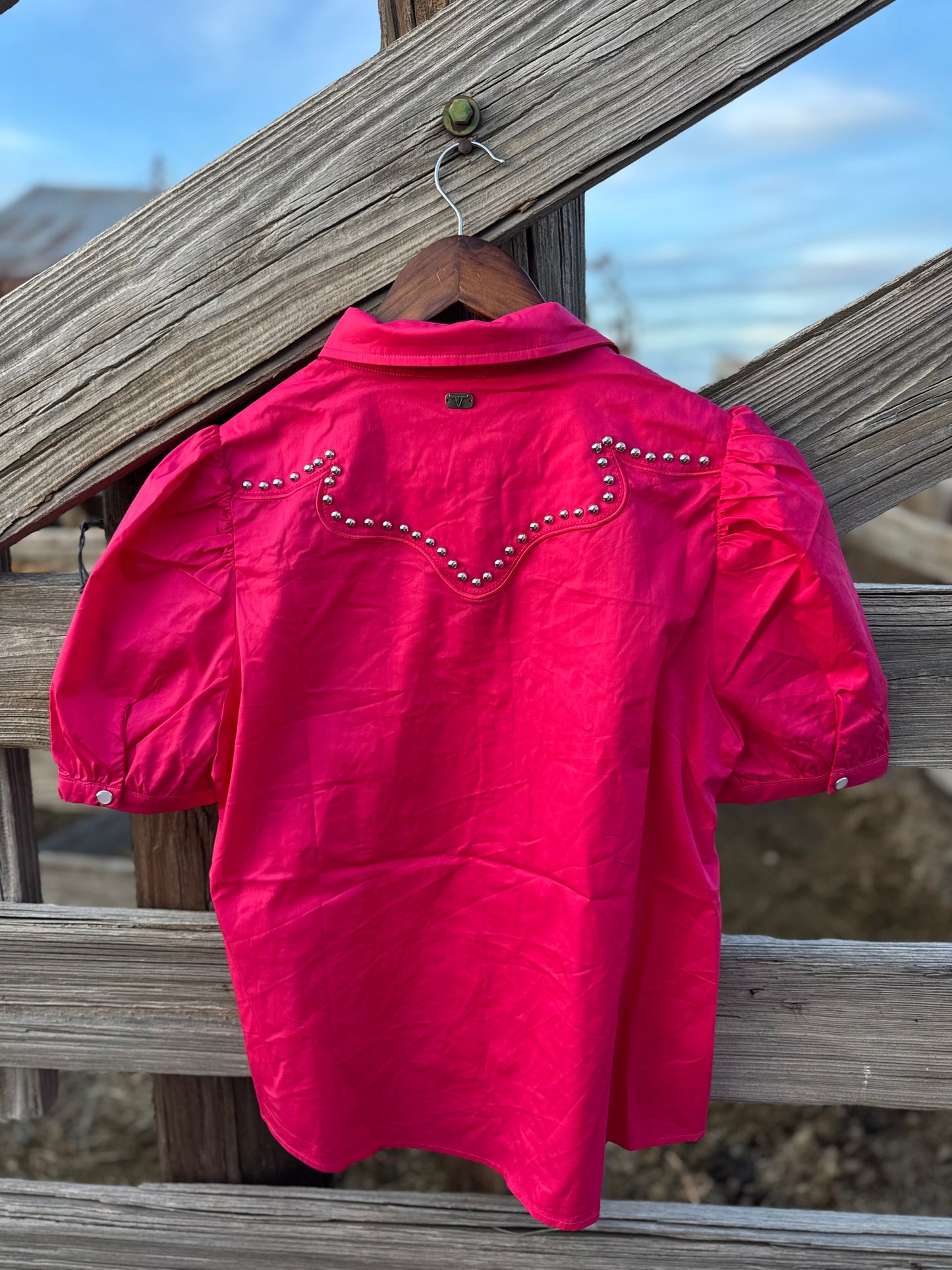 Hot Pink Studded Pearl Snap