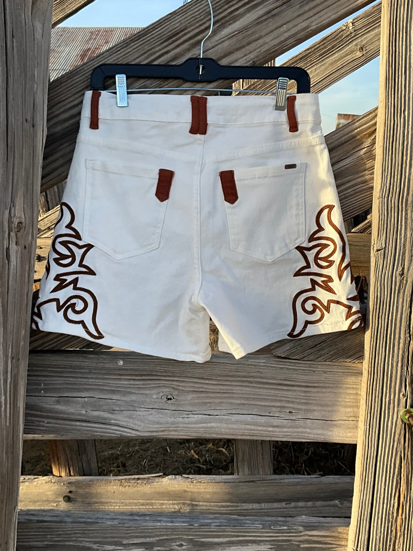 White Boot Stitch Shorts