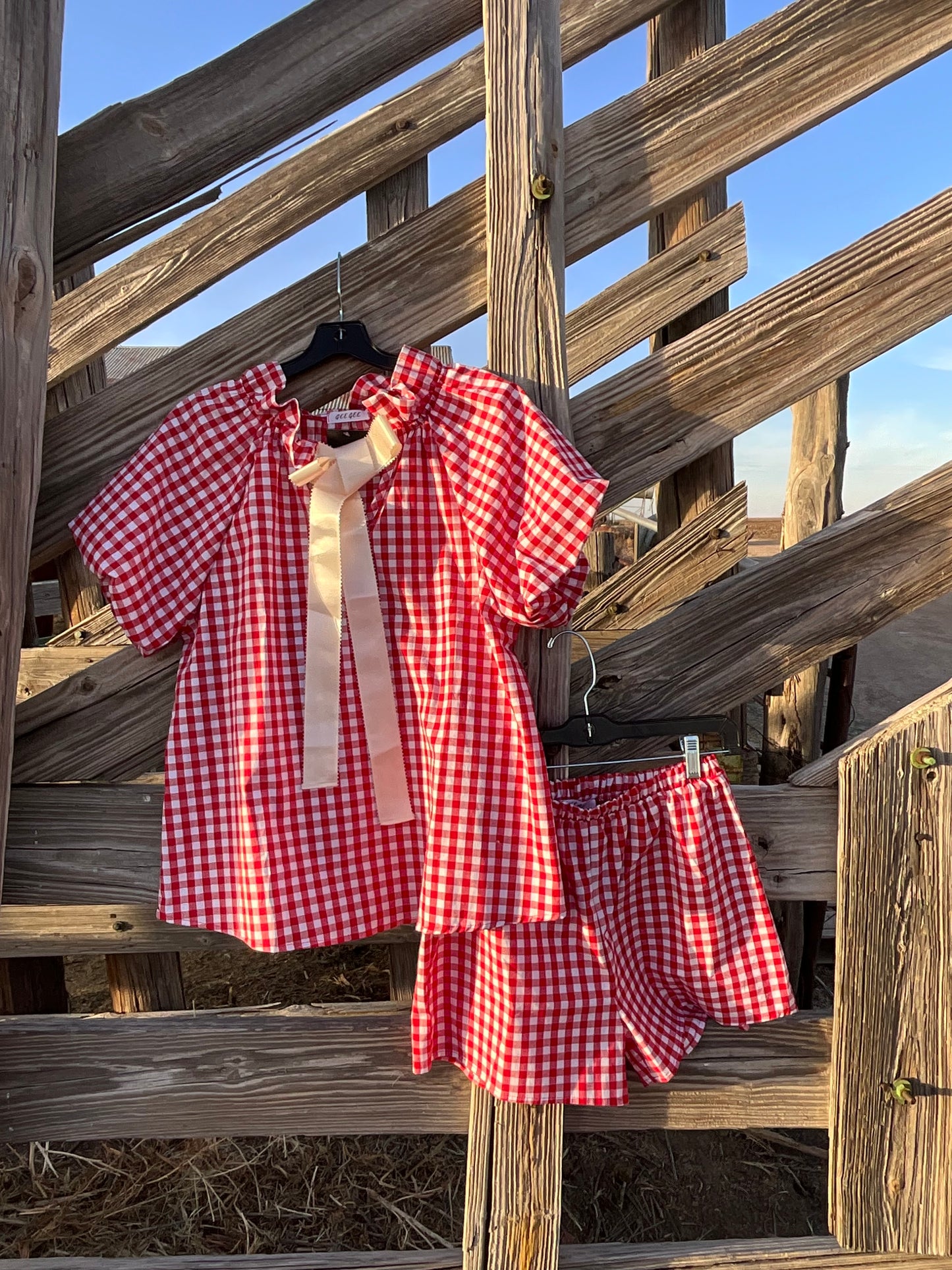 Red Gingham Blouse &Shorts