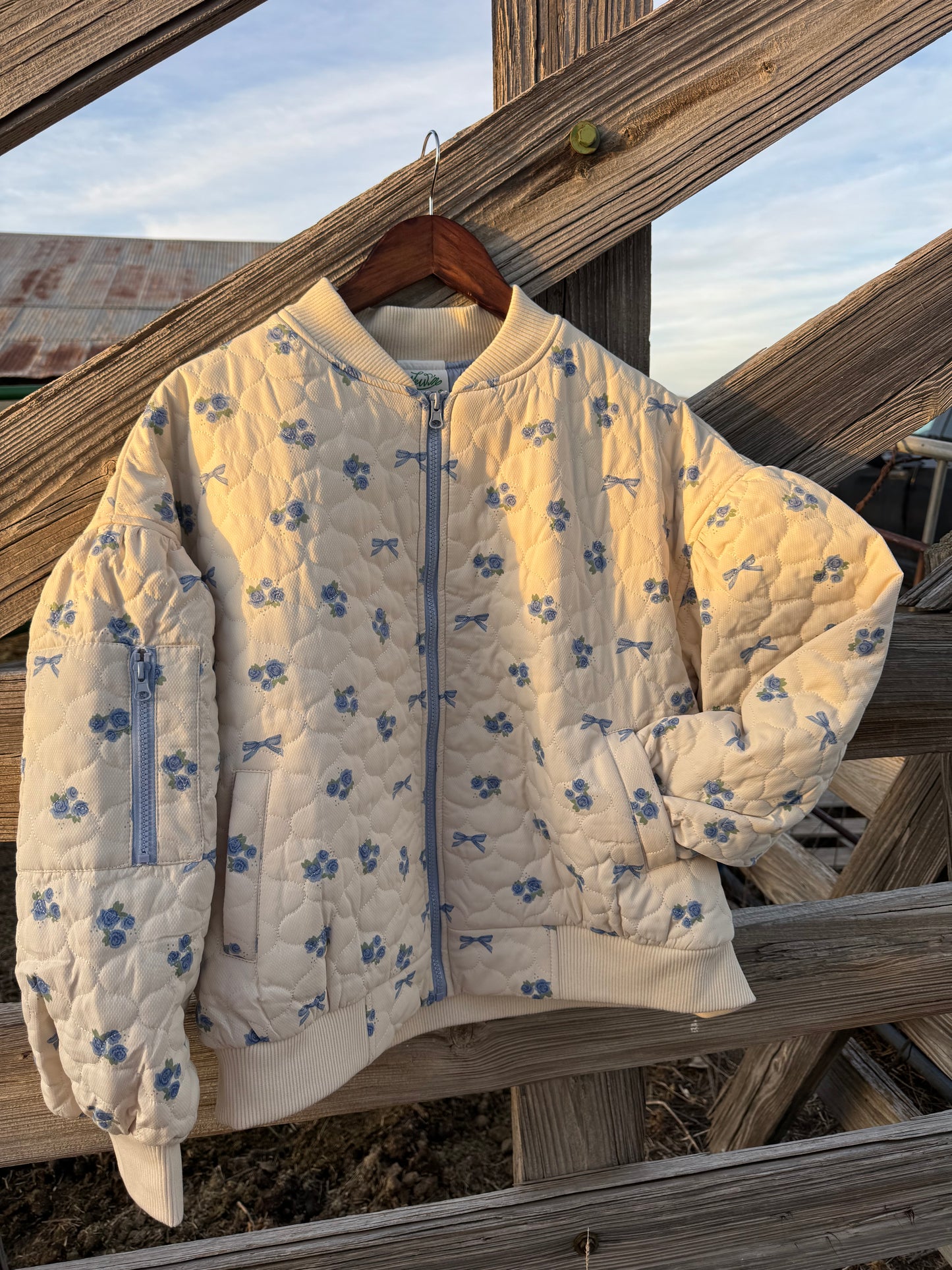 Quilted Blue floral & Bow Jacket