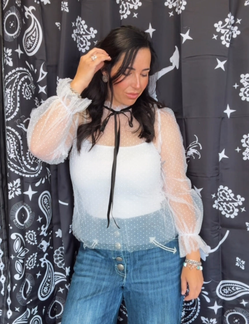 Lace Bow Tie Blouse