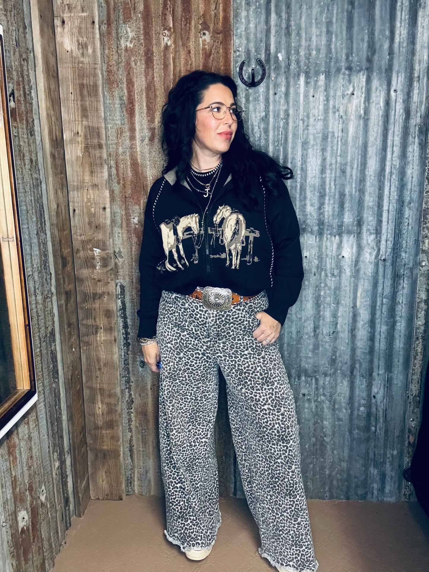 Leopard Wide Leg Pants- Plus Size