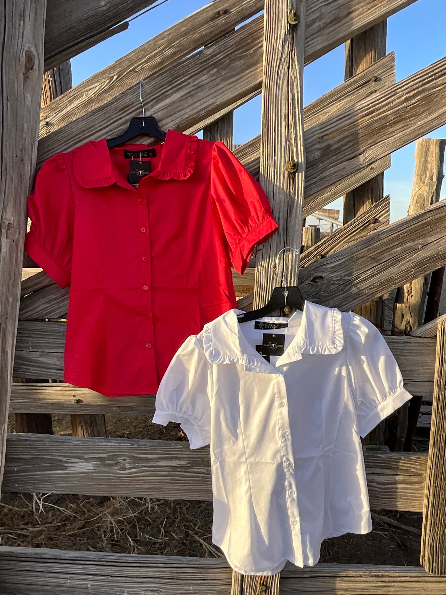 Ruffle Blouse-Red or White