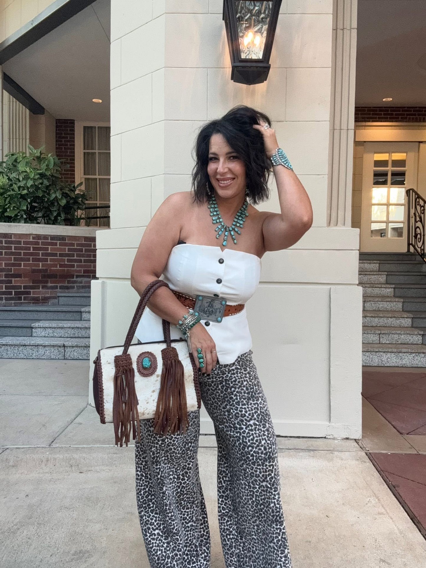 Leopard Wide Leg Pants- Plus Size