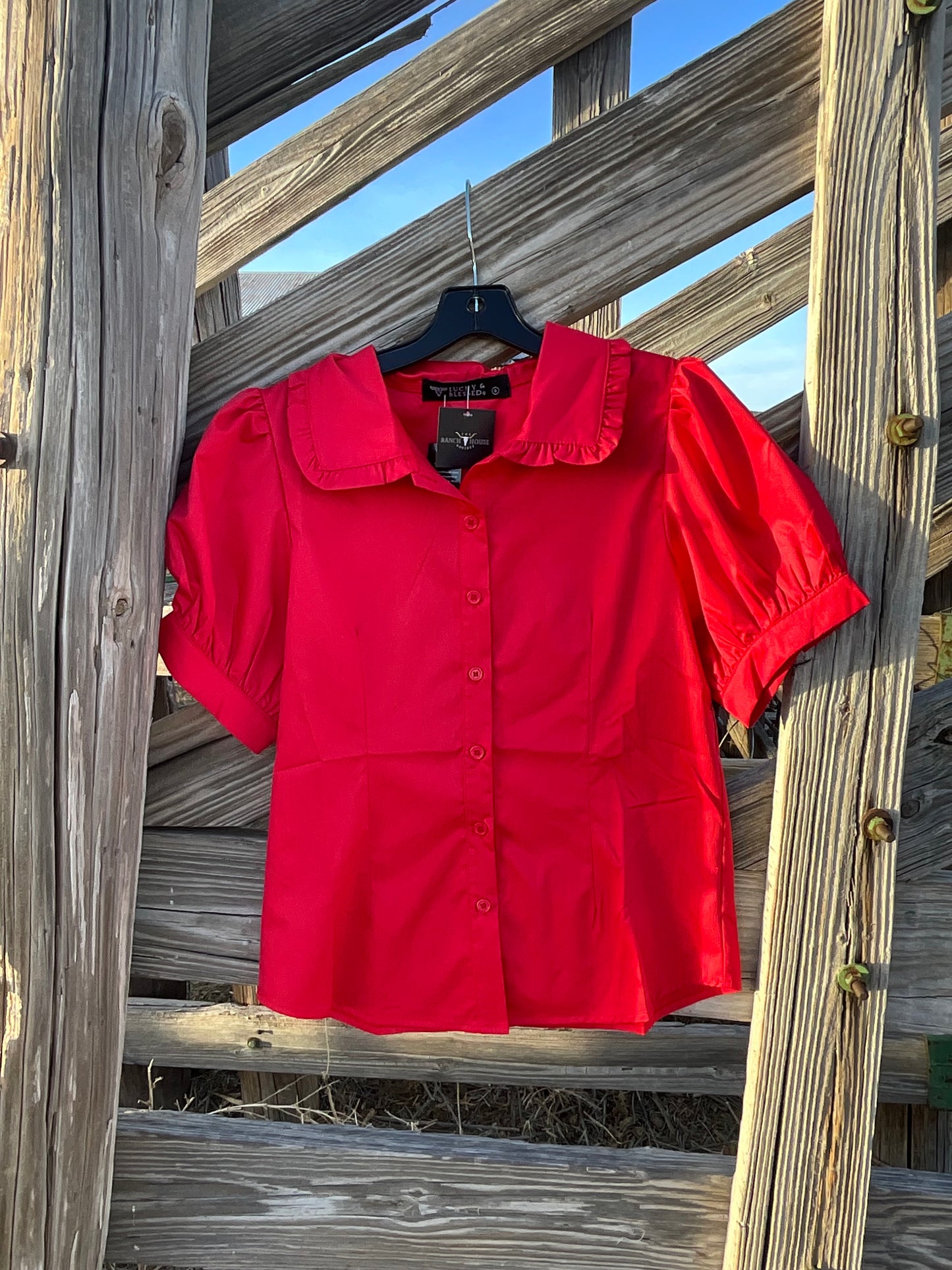 Ruffle Blouse-Red or White