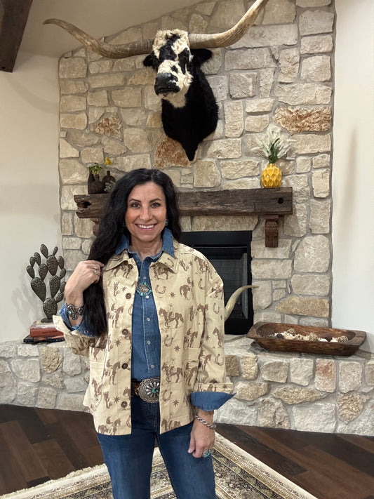 Cowboy Denim Jacket- Tan