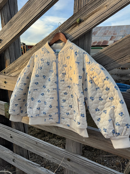 Quilted Blue floral & Bow Jacket