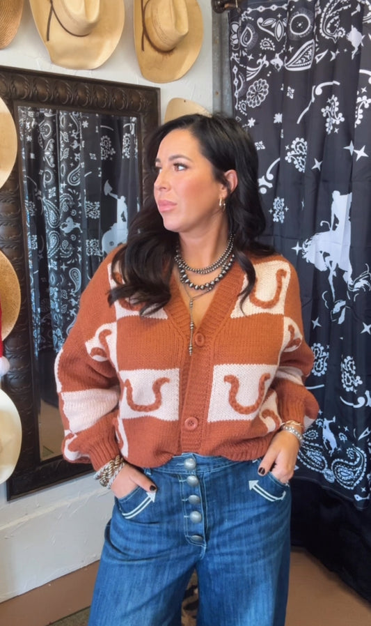 Horseshoe Sweater- Brown
