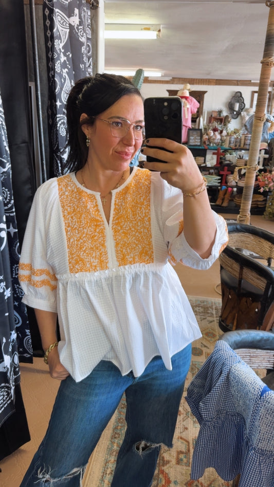 White Embroidered Blouse