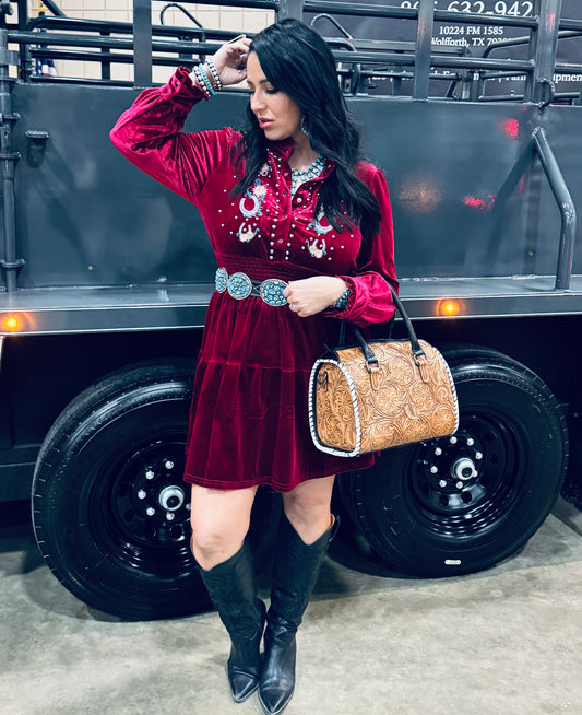 Horseshoe Velvet Dress