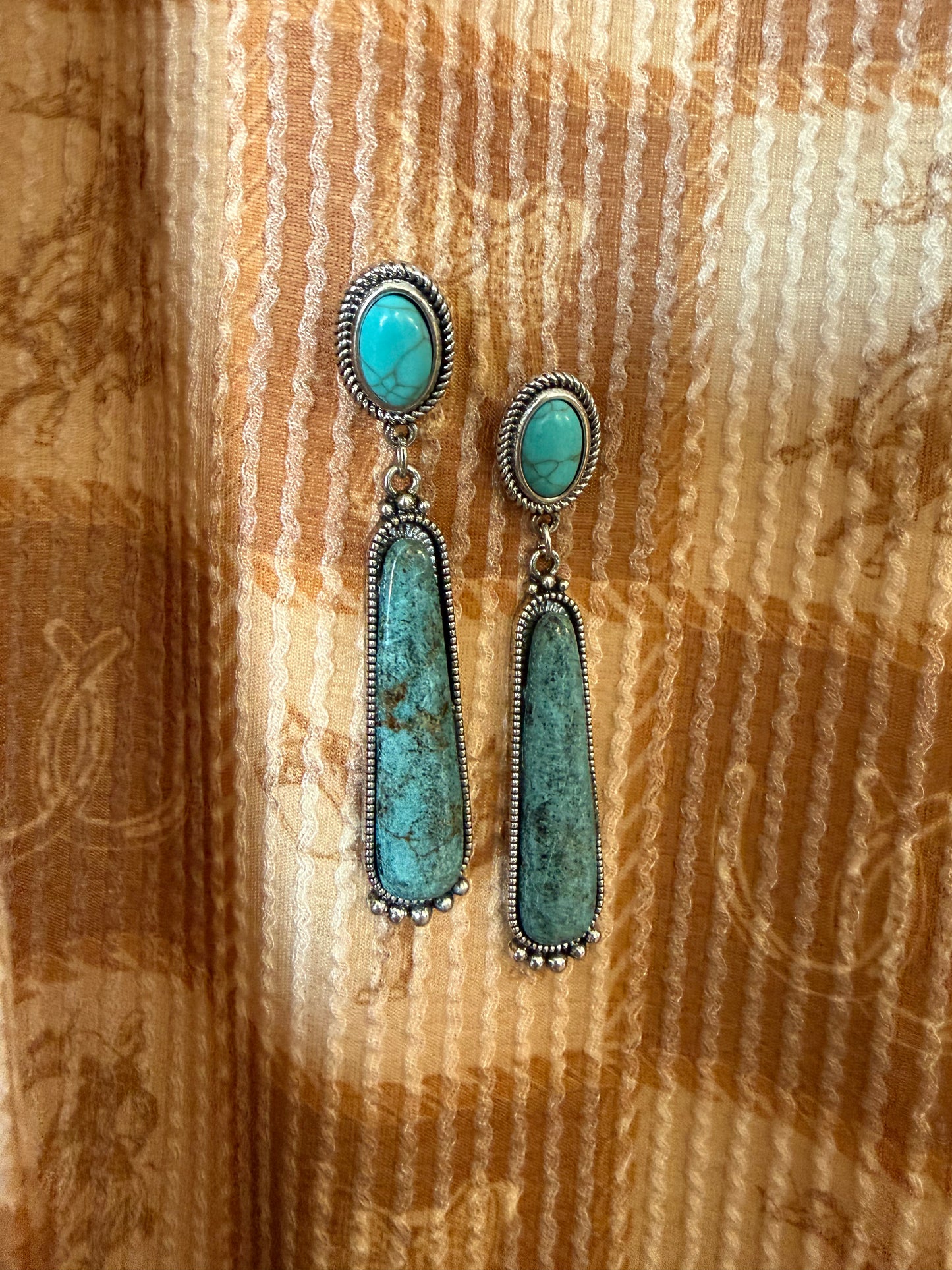 Navajo-style Long Dangle Earrings