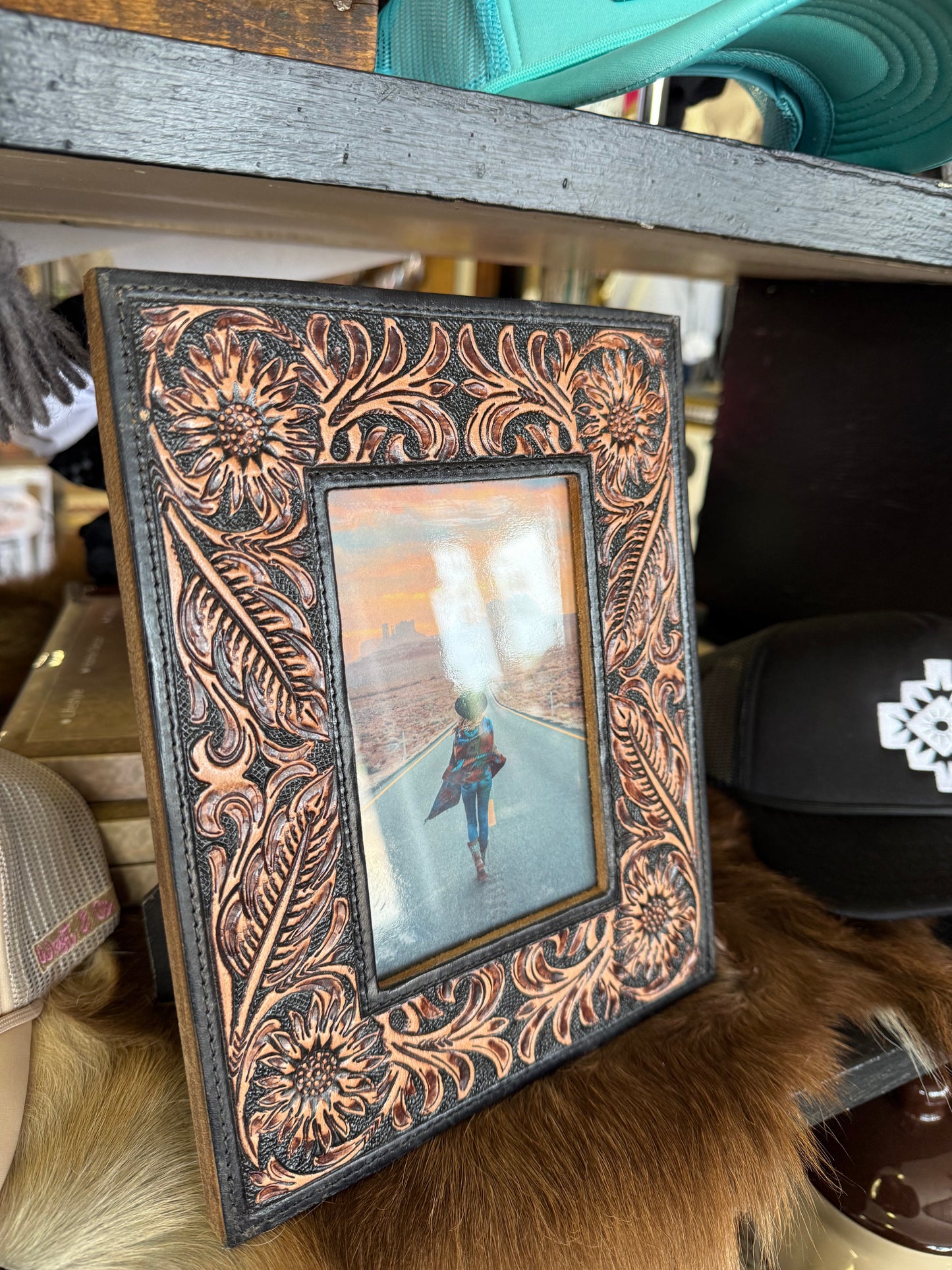 Tooled leather frame