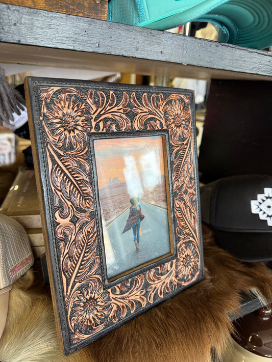 Tooled leather frame