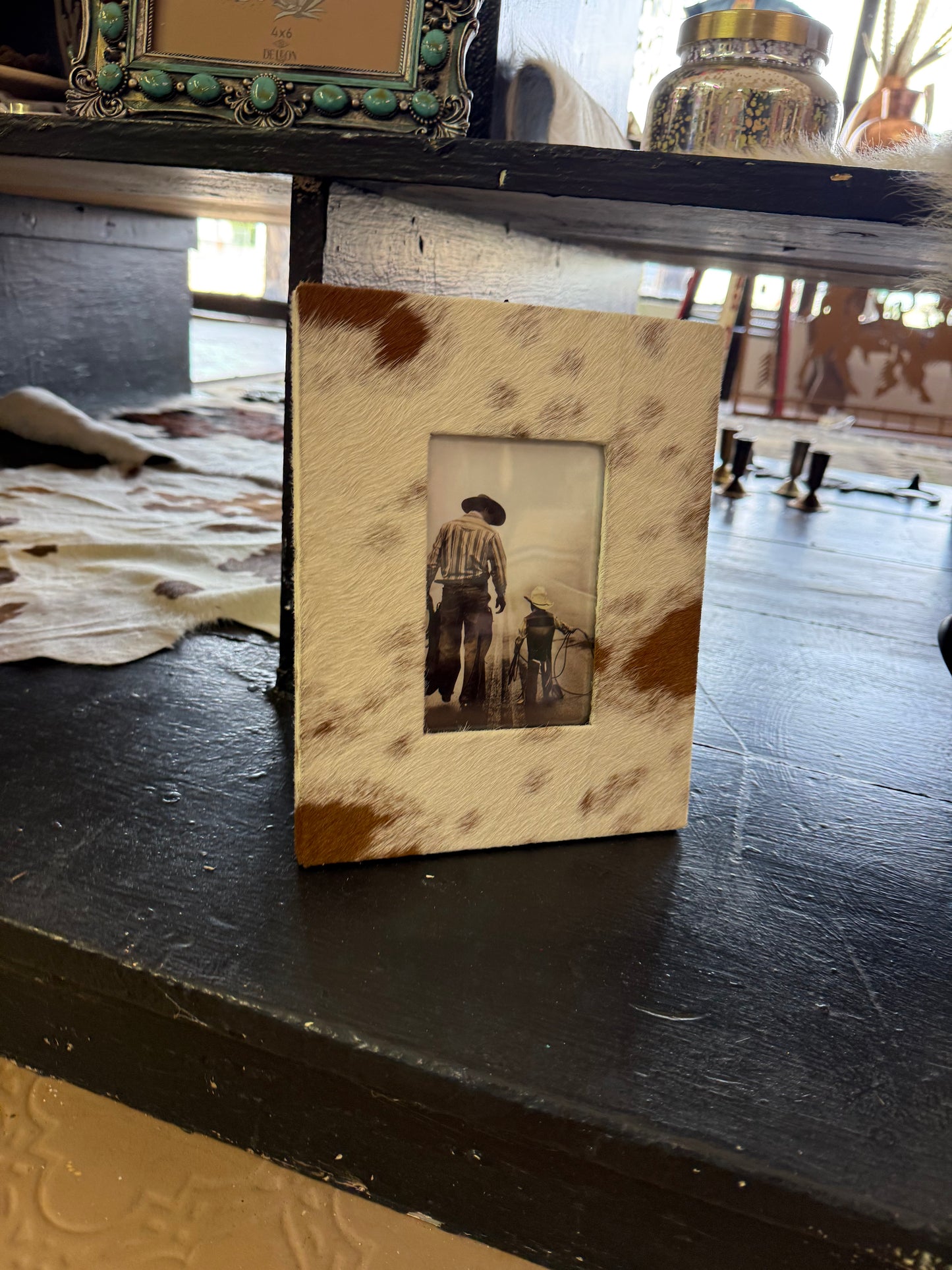 Brown cowhide frame