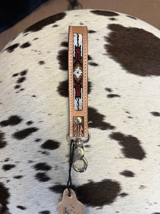 Brown beaded wristlet