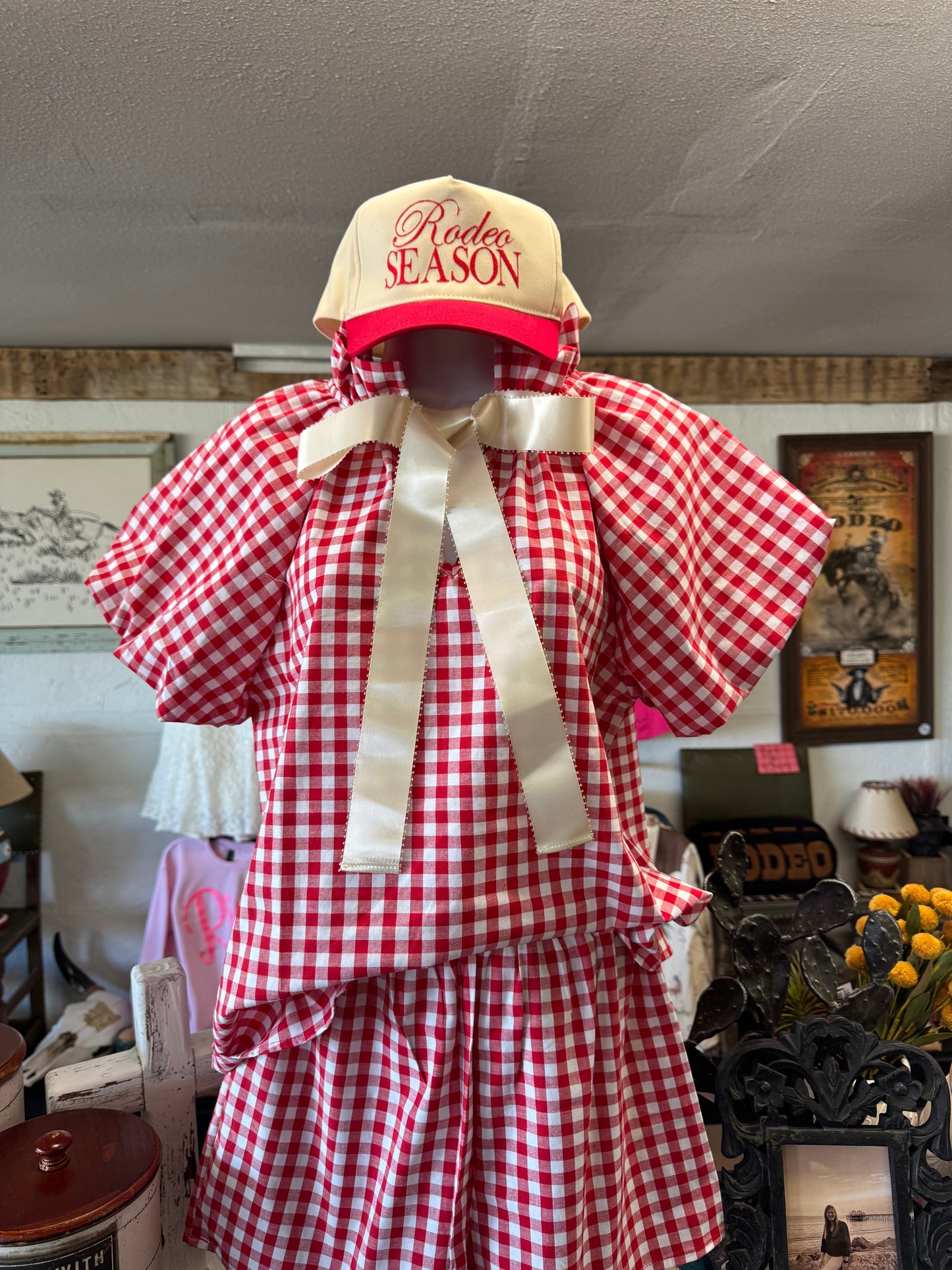 Red Gingham Blouse &Shorts