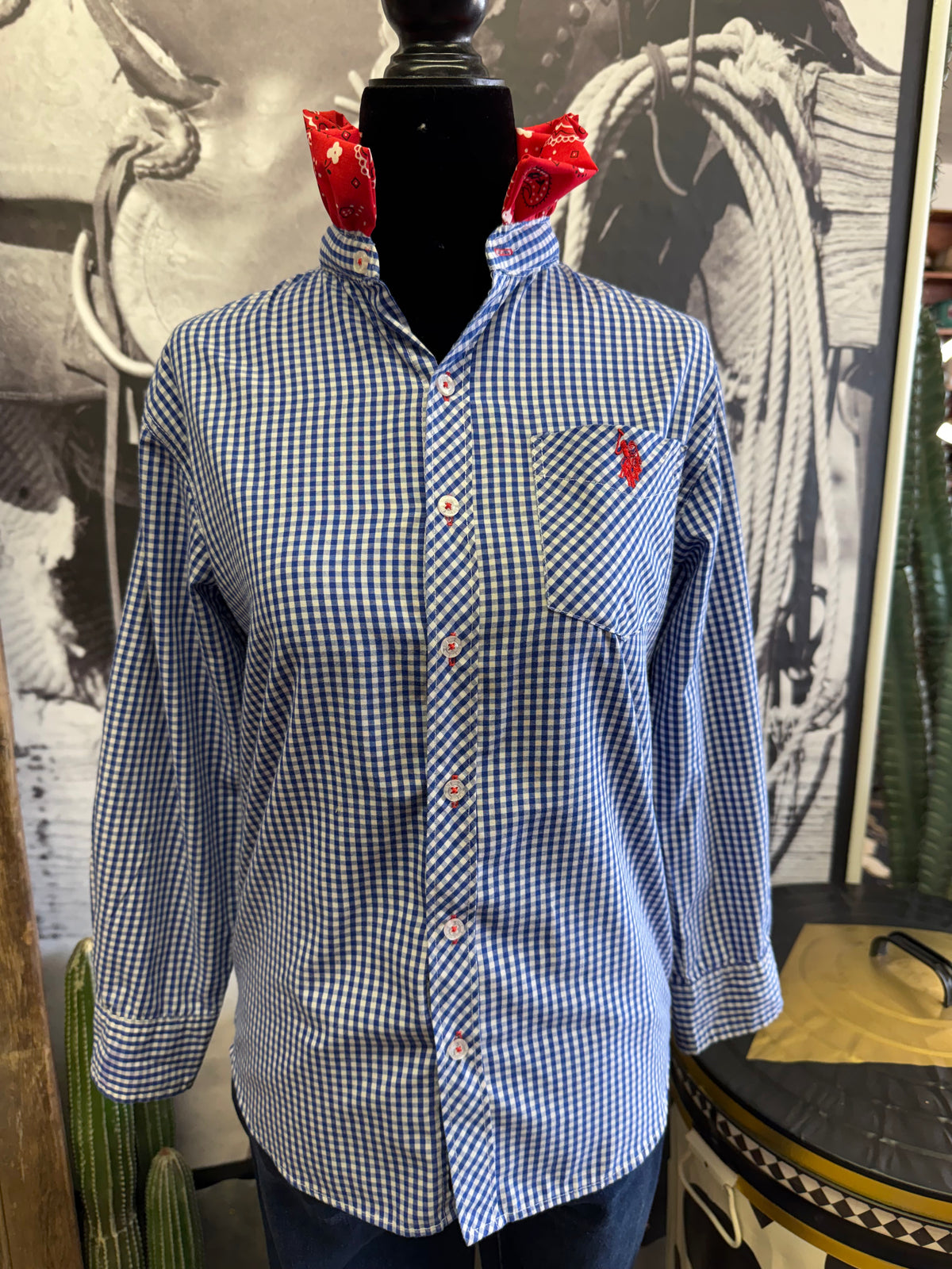 KIDS Blue Gingham Ralph Lauren Ruffle Blouse