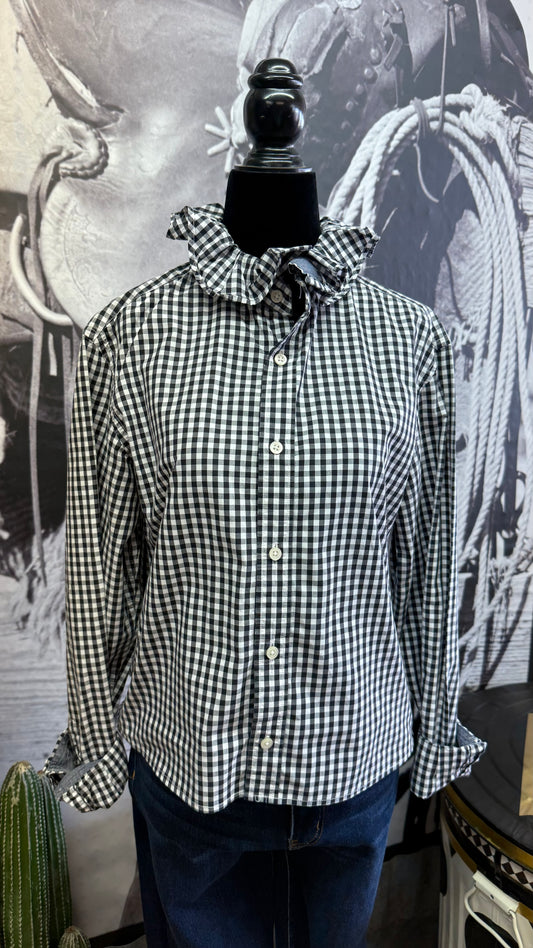 Black & White Gingham Ruffle Blouse