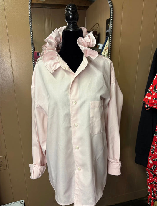 Pink Flower Ruffle Blouse