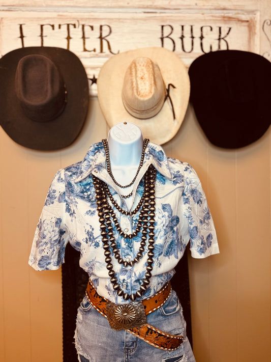 Blue Floral Blouse