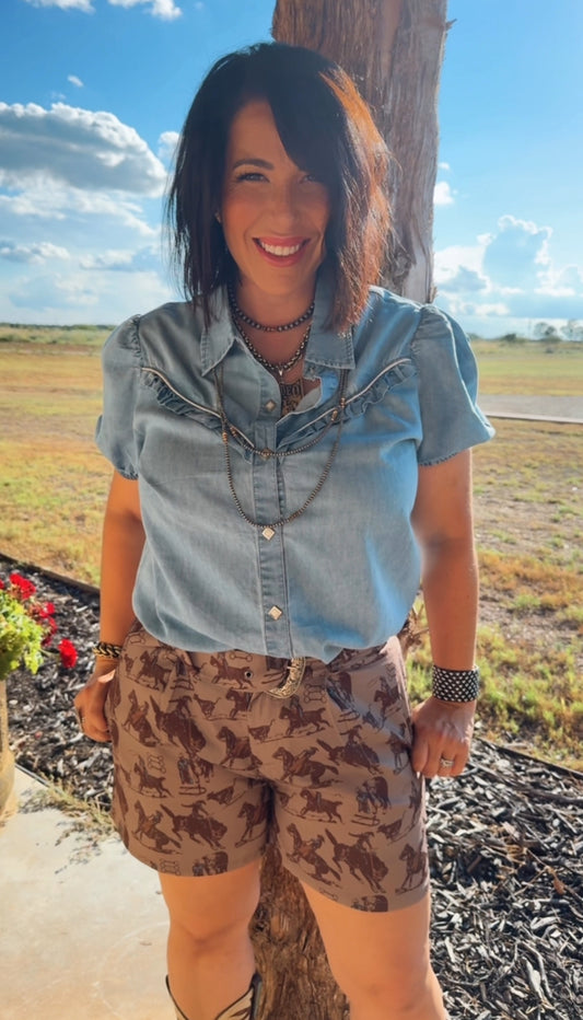 Howdy Ma’am Denim Button up