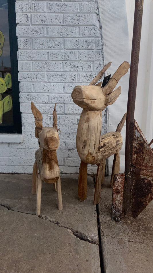 Wooden deer statue
