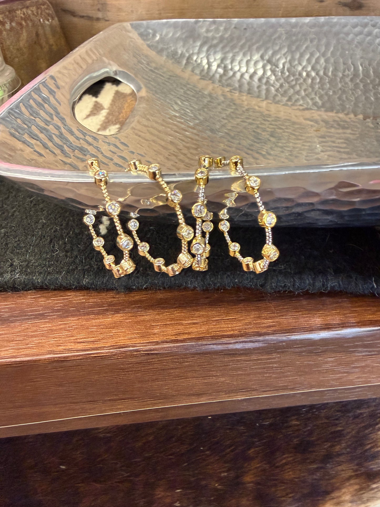 Crystal Hoops Gold or Mixed Metal