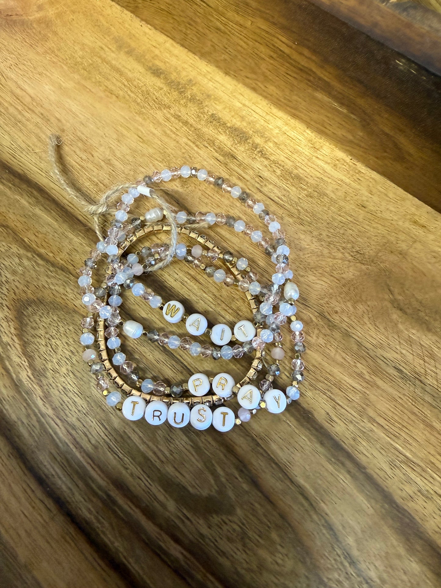 Pray, Wait and Trust Bracelet Set