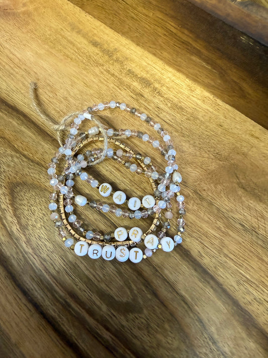 Pray, Wait and Trust Bracelet Set