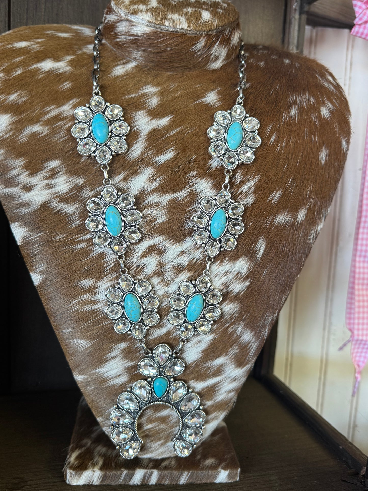 Crystal & Turquoise Squash Blossom