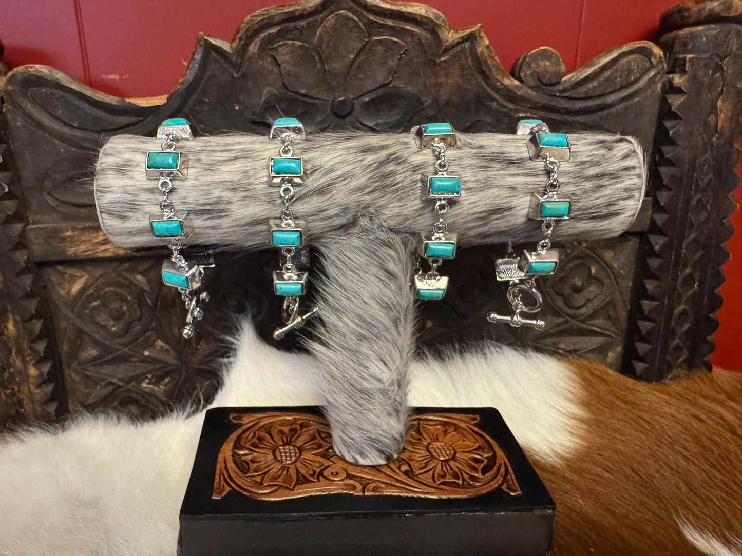 Cowboy Bracelet- Red, Black, Turquoise