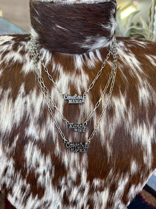 Cowboy Mama, Cowgirl Mama, Ranch Wife Necklaces