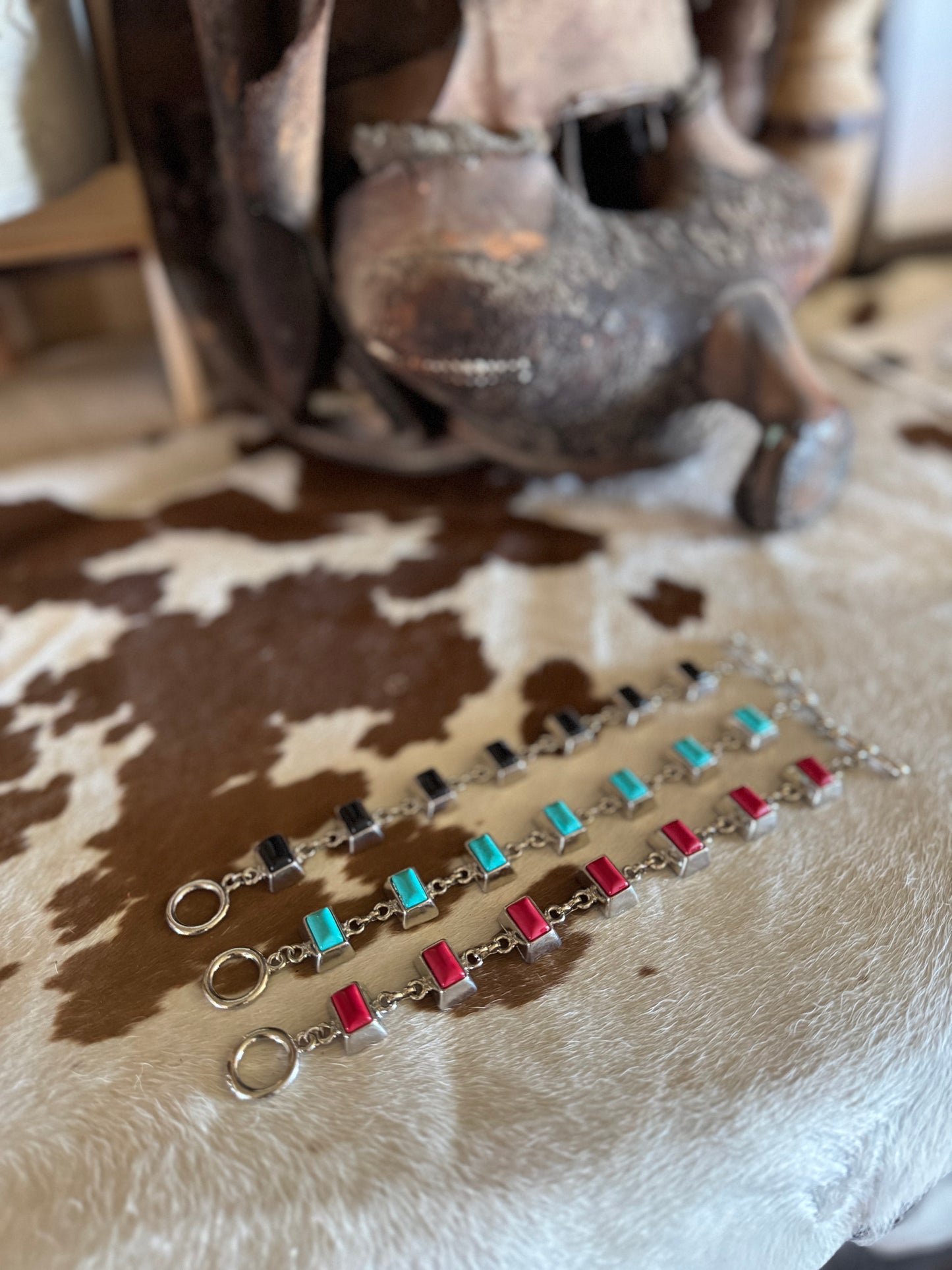 Cowboy Bracelet- Red, Black, Turquoise