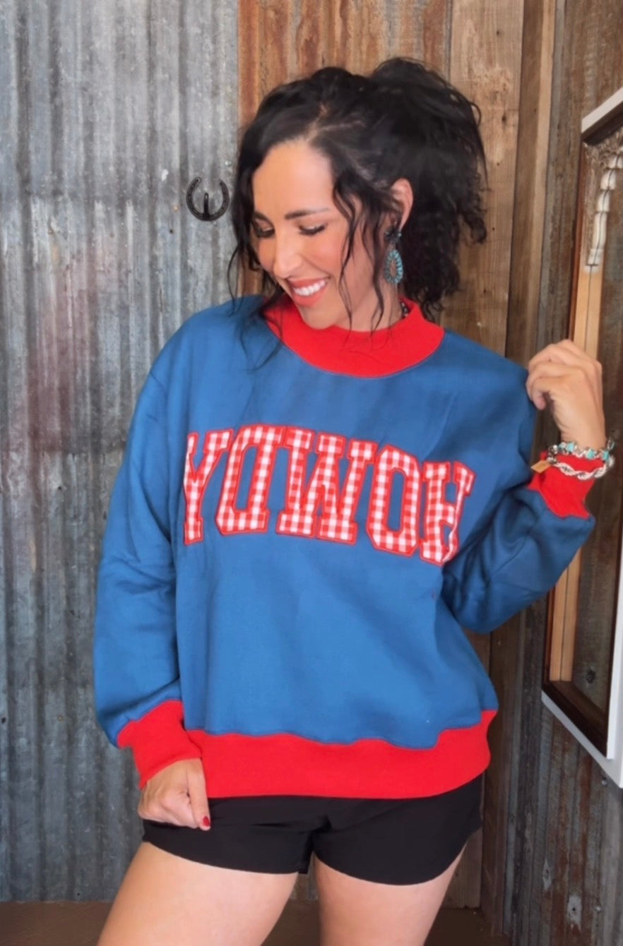 Howdy gingham mockneck