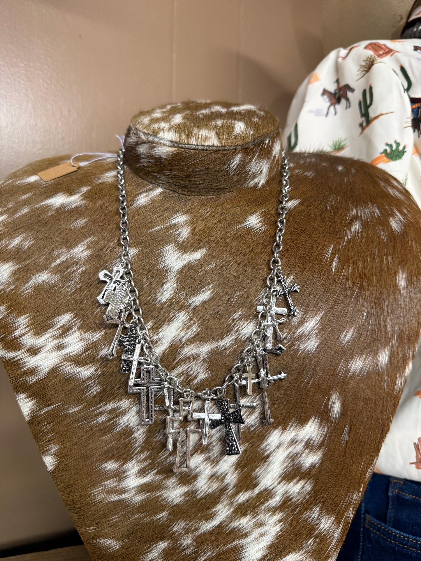 Cross Charm Necklace - Silver & Gold